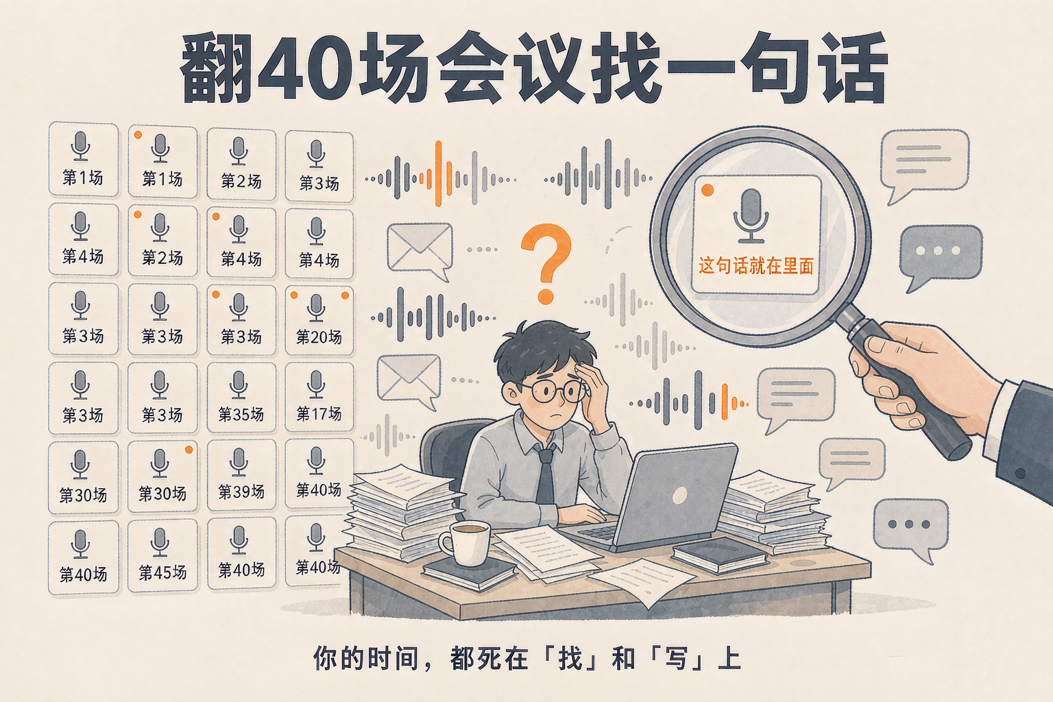 翻 40 场会议找一句话：你的时间，都死在"找"和"写"上